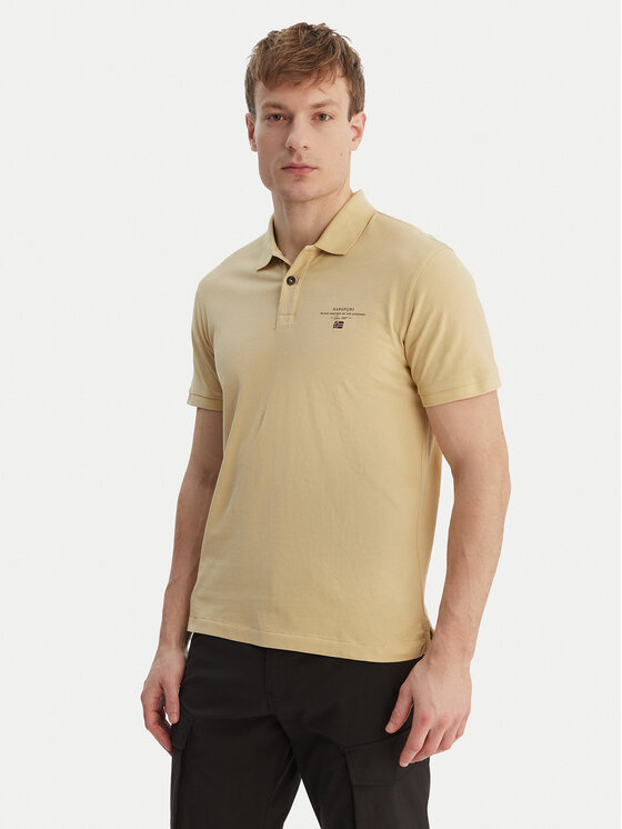 Napapijri Napapijri Тениска с яка и копчета Elbas NP0A4GB4 Бежов Regular Fit