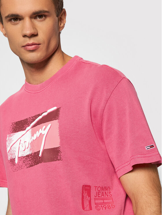 Tommy Jeans Marškinėliai Tjm Faded Flag Script DM0DM10224 Rožinė Relaxed  Fit • Modivo.lt