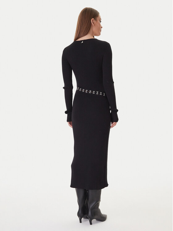 Patrizia Pepe Patrizia Pepe Плетена рокля 2A2960 K291 Черен Regular Fit