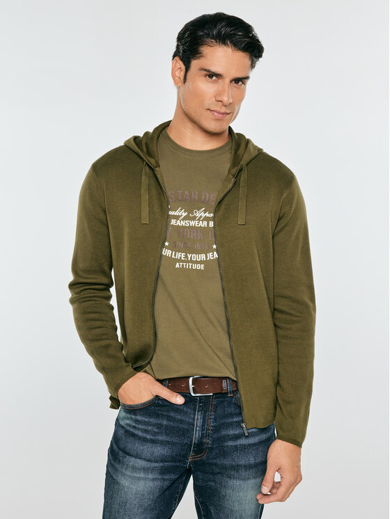 BIG STAR BIG STAR Sweter OSKARO Zielony Basic Fit
