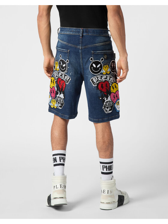 PHILIPP PLEIN PHILIPP PLEIN Szorty jeansowe 22649 Niebieski jasny Loose Fit