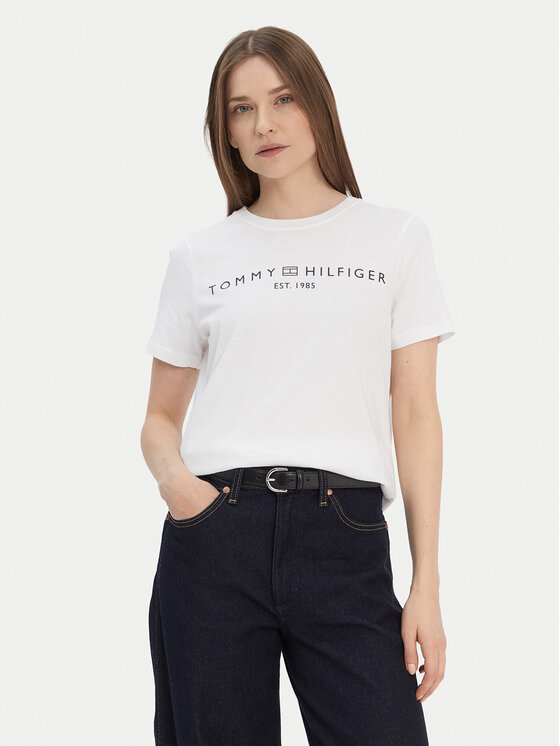 Tommy Hilfiger Tommy Hilfiger T-Shirt Logo WW0WW40276 Bílá Regular Fit