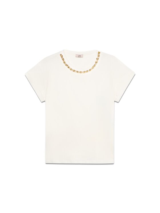 Oltre Oltre T-Shirt G379J004160N011 Biały Regular Fit