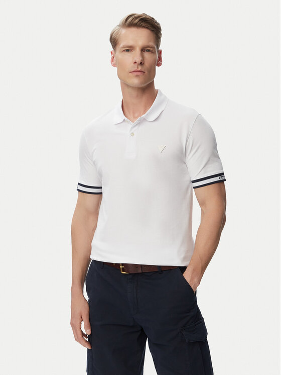Guess Tricou polo M6GP60 K3076 Alb Regular Fit