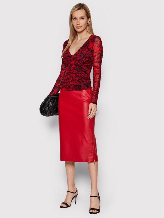 Blusa W1BP21 K2X53 Rosso Slim Fit