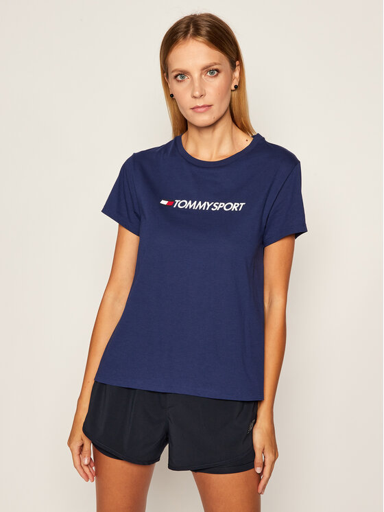 Tommy Sport Marškinėliai Mix Chest Logo Top S10S100445 Tamsiai mėlyna Regular Fit