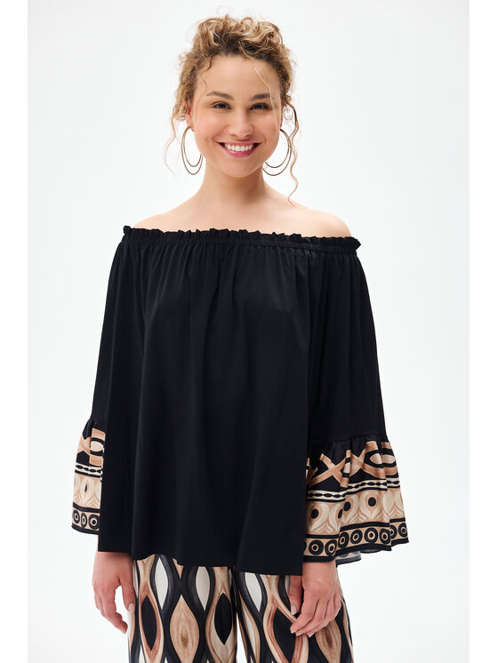 blue shadow blue shadow Bluzka Aurena Czarny Regular Fit