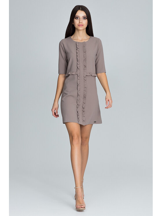 FIGL FIGL Sukienka M618 Brązowy Regular Fit