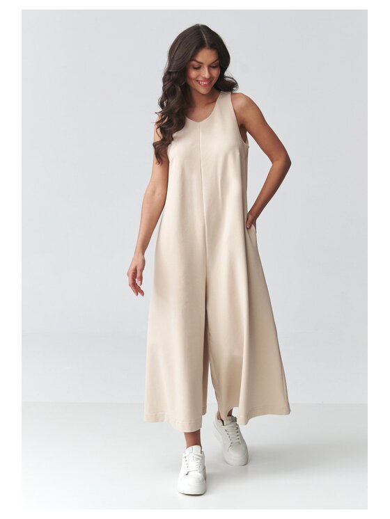 Makadamia Makadamia Kombinezon M919 Beżowy Loose Fit