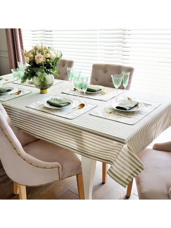 Roseberry Home Roseberry Home Podkładka na stół dwustronna Toile de Jouy Green & Stripes Zielony