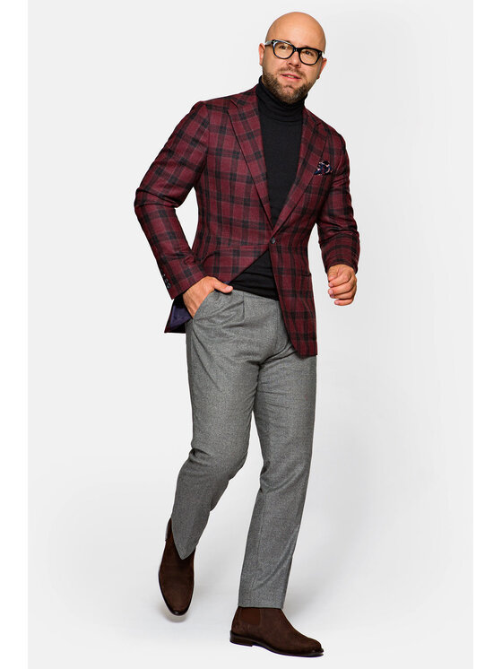 Lancerto Lancerto Marynarka Hammerfest Bordowy Slim Fit