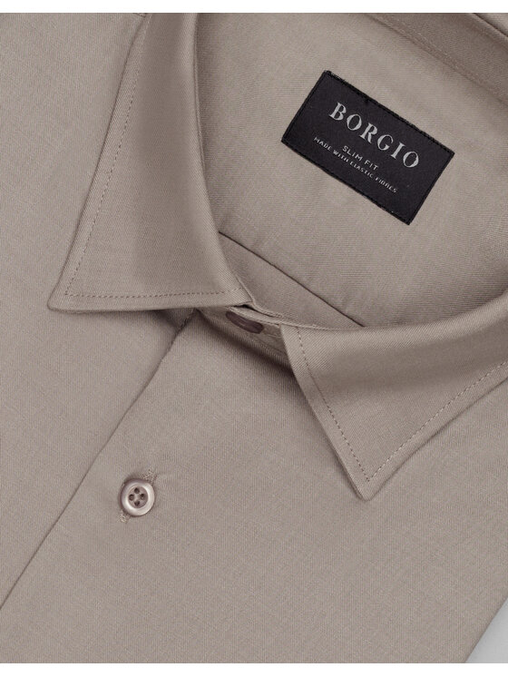 Borgio Borgio Koszula modigliana 00537 Beżowy Slim Fit