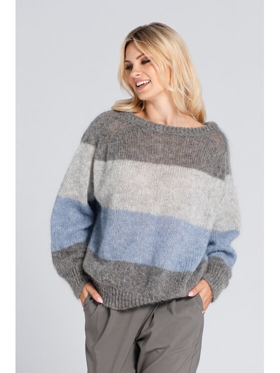 Look Made With Love Look Made With Love Sweter Look M361 Blue Szary Classic Fit