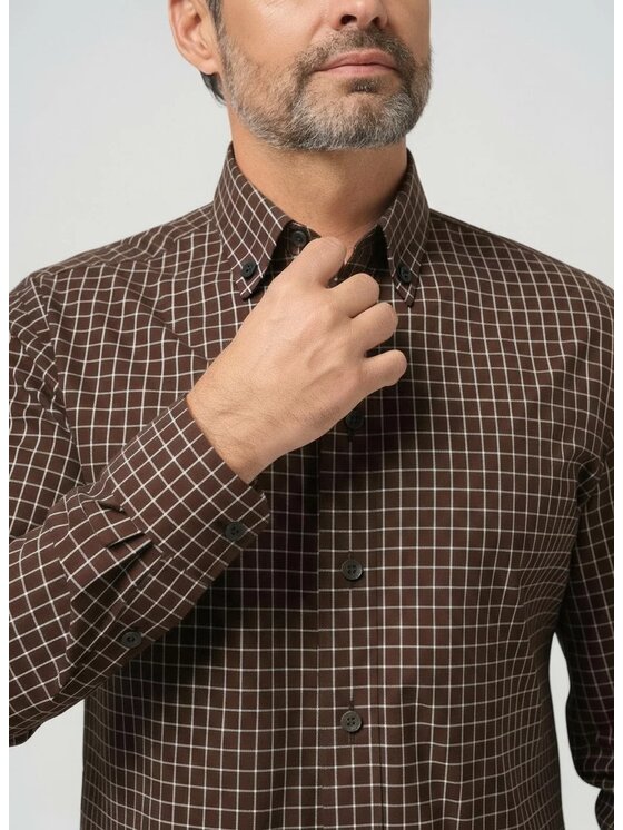 Willsoor Willsoor Koszula 43223sl Brązowy Slim Fit