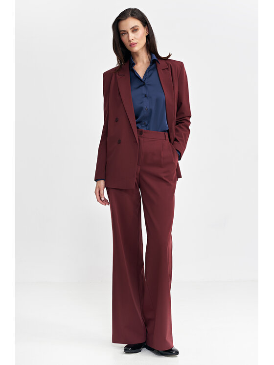 NIFE NIFE Kalhoty z materiálu SD102 Bordó Relaxed Fit