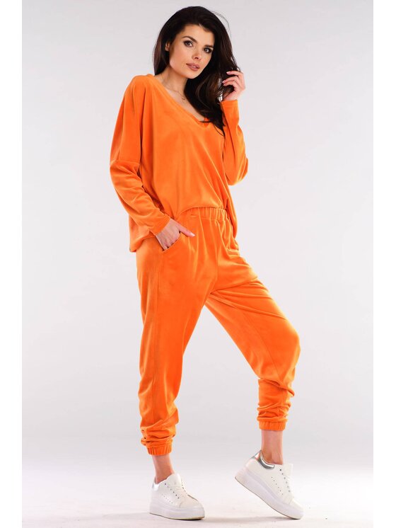 Awama Awama Bluzka A417 Pomarańczowy Basic Fit
