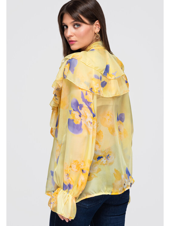 Ombre Ombre Koszula OW-SH-E0043 Żółty Loose Fit