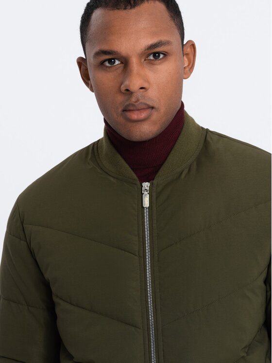 Ombre Ombre Kurtka bomber OM-JALP-0143 Zielony Regular Fit