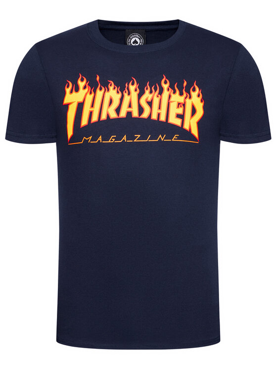 Thrasher Thrasher Marškinėliai Flame Tamsiai mėlyna Regular Fit