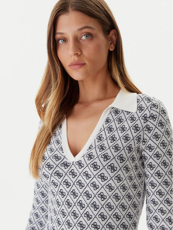 Guess Guess Trikotāžas kleita W5BK25 Z3JD2 Écru Slim Fit