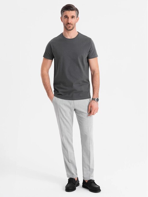 Ombre Ombre T-Shirt OM-TSBS-0236 Szary Regular Fit