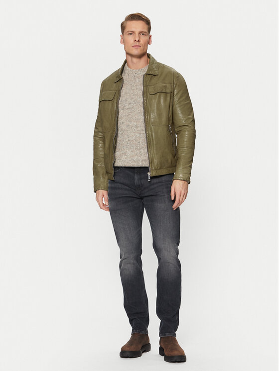 Milestone Milestone Lederjacke 511099 60605 Grün Regular Fit