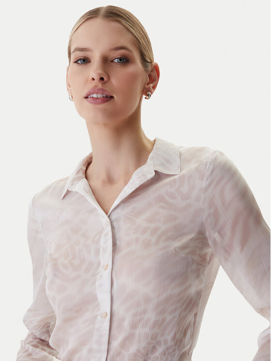 Guess Guess Cămașă W6RH73 WDW82 Bej Regular Fit