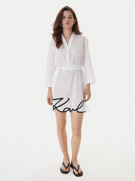 KARL LAGERFELD KARL LAGERFELD Plážové šaty A2W46075 Biela Regular Fit