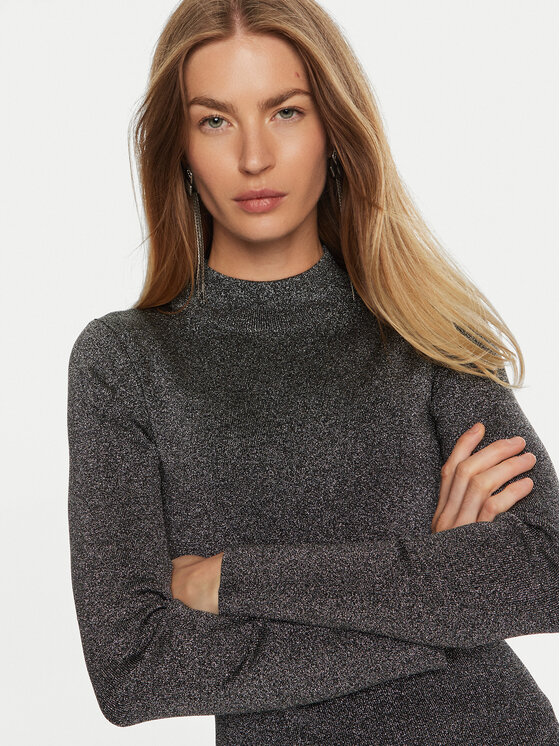 MICHAEL Michael Kors MICHAEL Michael Kors Úpletové šaty MF482KPAFB Stříbrná Slim Fit