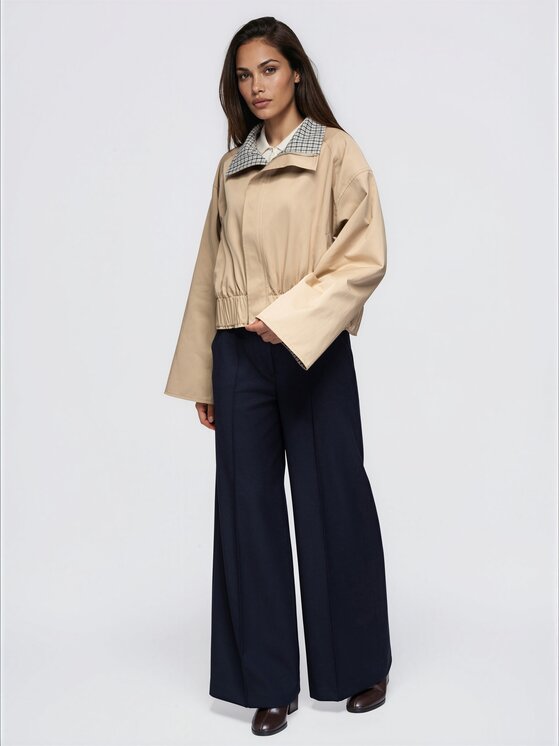Ombre Ombre Kurtka przejściowa OW-JT-E0017 Beżowy Oversize
