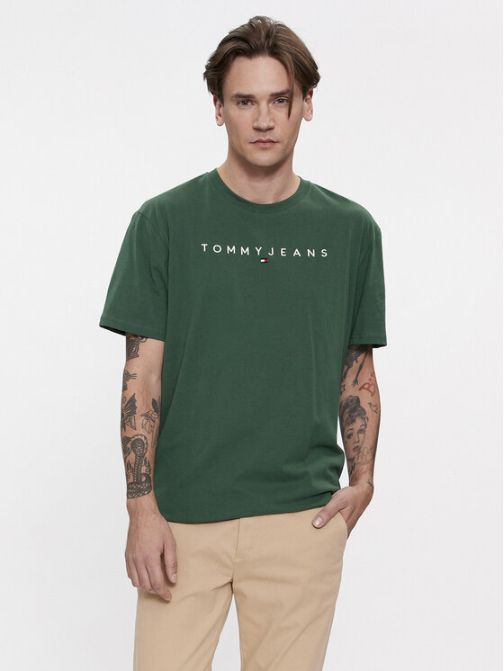 Tommy Jeans Tommy Jeans T-Shirt Linear Logo DM0DM17993 Grün Regular Fit