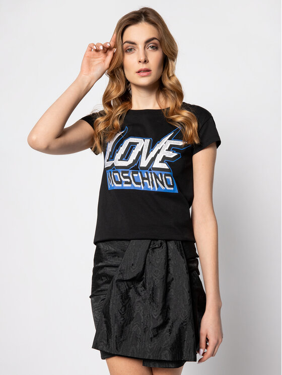 LOVE MOSCHINO Majica W4F301PM 3876 Črna Regular Fit