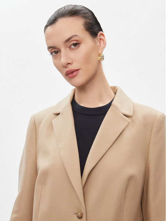 Elegante cappotto di lana beige