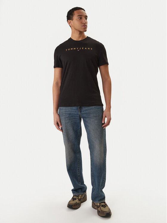 Tommy Jeans Tommy Jeans T-krekls Linear Logo DM0DM20744 Melns Regular Fit
