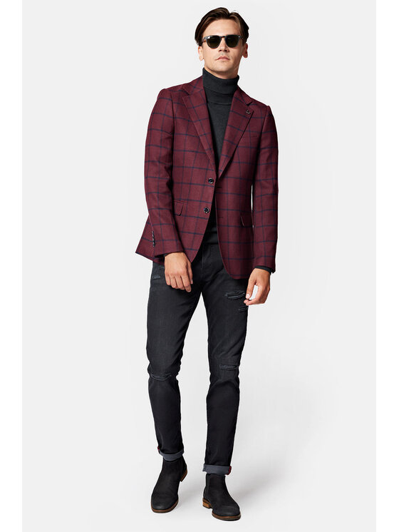 Lancerto Lancerto Marynarka Limerick MA131223000001 Bordowy Slim Fit