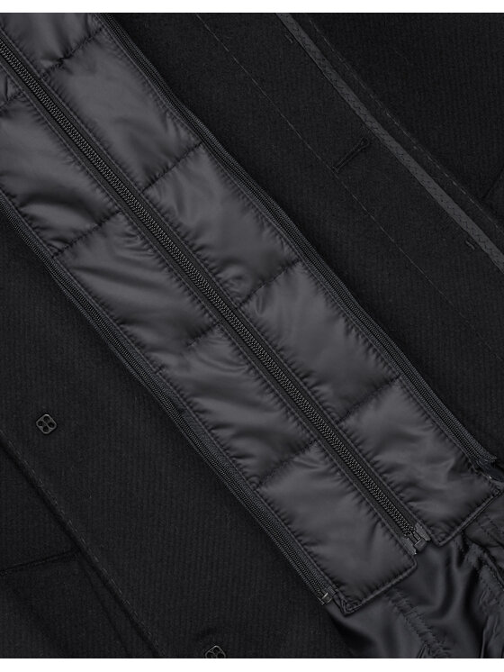 Borgio Borgio Płaszcz wełniany sferro Czarny Slim Fit