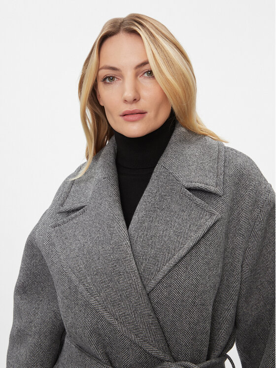 IVY OAK Płaszcz wełniany Claudia IO1123F1115 Szary Loose Fit