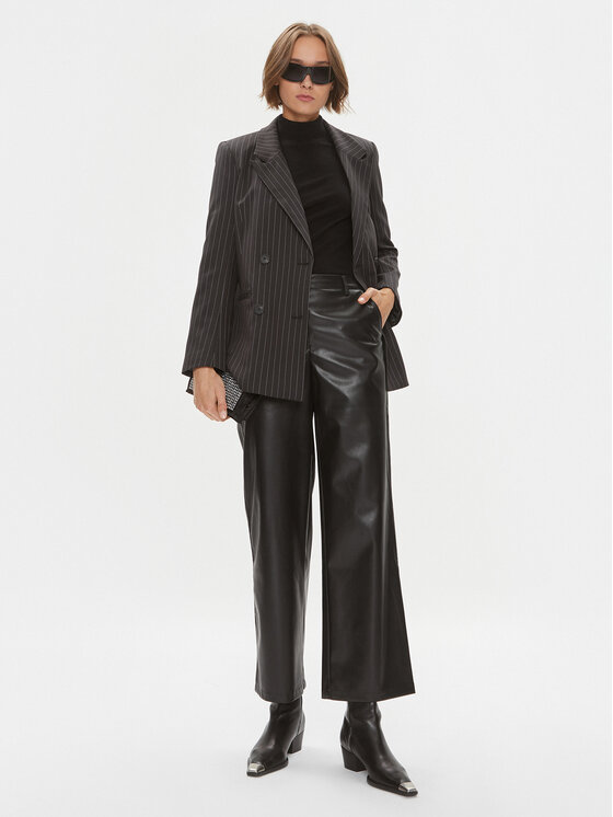 JDY JDY Pantaloni din imitație de piele 15303223 Negru Regular Fit