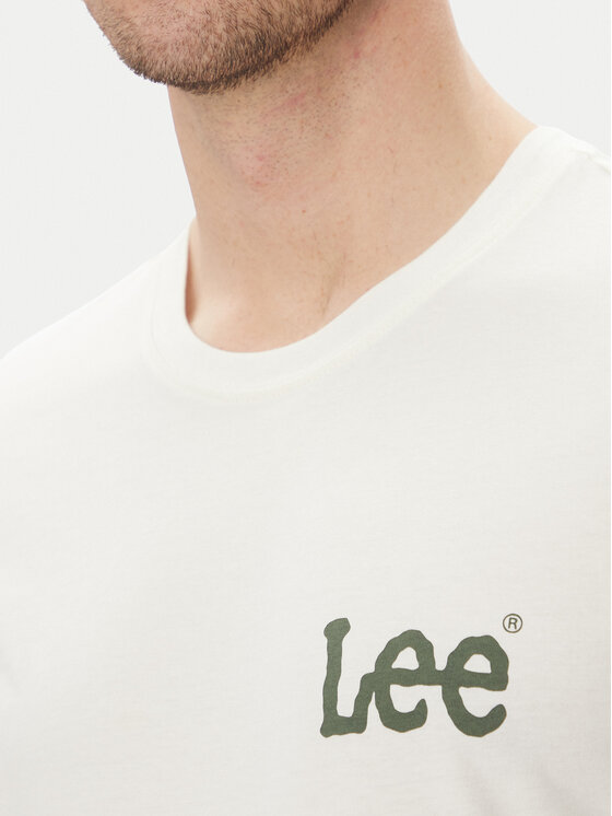 Lee Lee T-Shirt Medium Wobbly 112364535 Biały Regular Fit