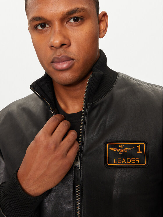 Aeronautica Militare Aeronautica Militare Nahkjope 242PN949PL249 Must Regular Fit