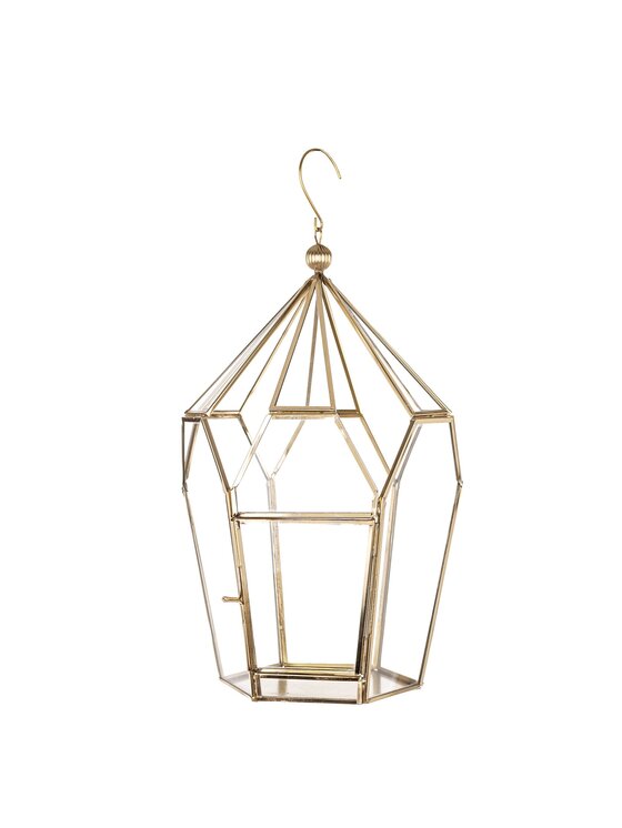 Lampion MIAhome, złoty ze szkłem wiszący 37 cm