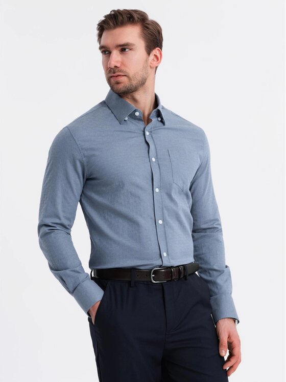Ombre Ombre Koszula OM-SHCS-0174 Niebieski Regular Fit