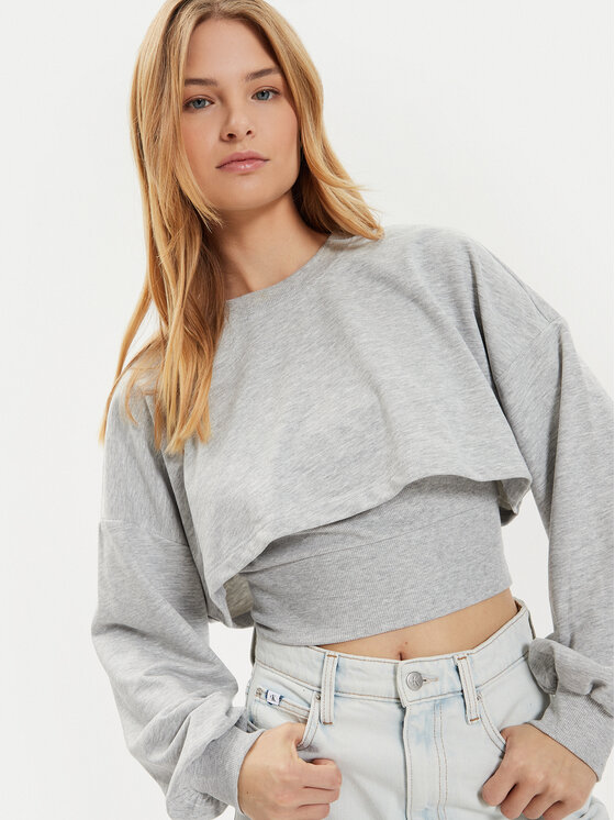 ONLY ONLY Mikina Britt 15312126 Šedá Cropped Fit