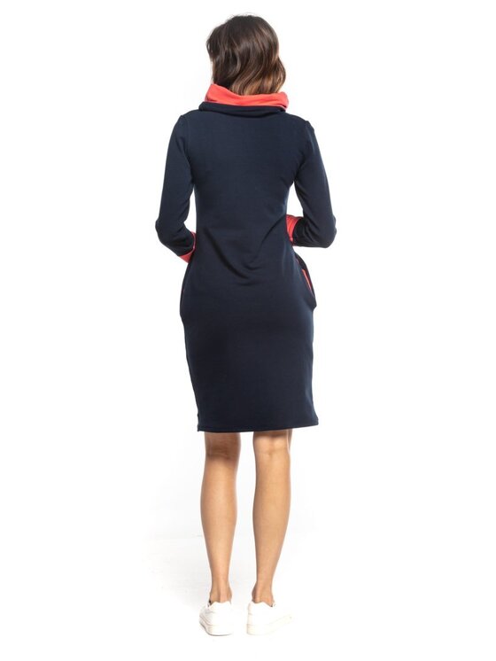 Tessita Tessita Sukienka dzianinowa SUKIENKA_T360_5_M Granatowy Slim Fit