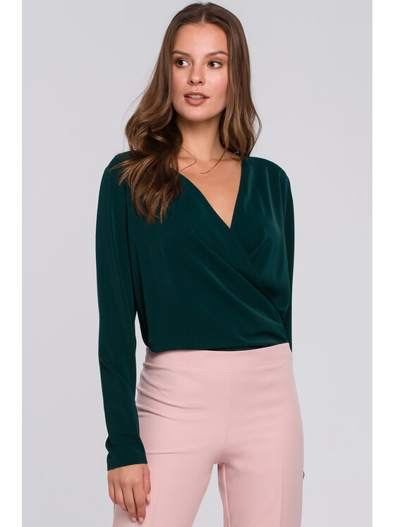 Makover Makover Bluzka K037 Zielony Regular Fit
