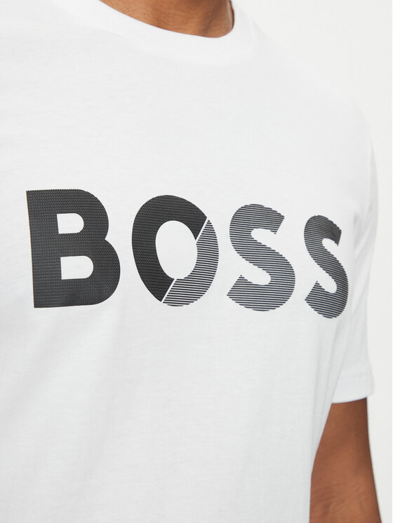 BOSS BOSS Tričko Tape Logo 50530990 Biela Regular Fit