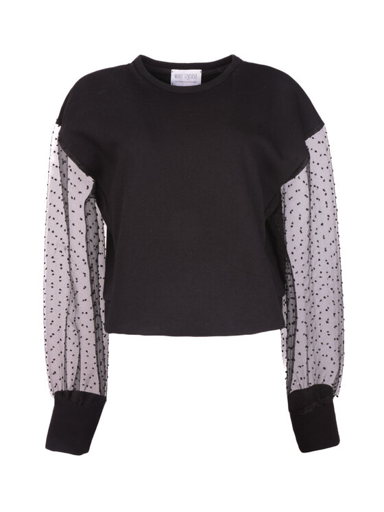 White Rvbbit White Rvbbit Bluza z przezroczystymi rękawami Czarny Regular Fit