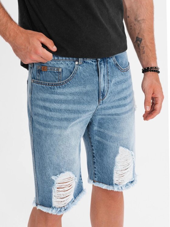 Ombre Ombre Szorty jeansowe OM-SRDS-0157 Niebieski Regular Fit
