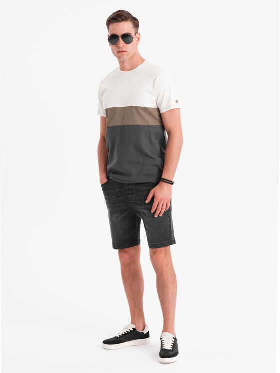 Ombre Ombre Szorty jeansowe OM-SRDS-0192 Czarny Regular Fit