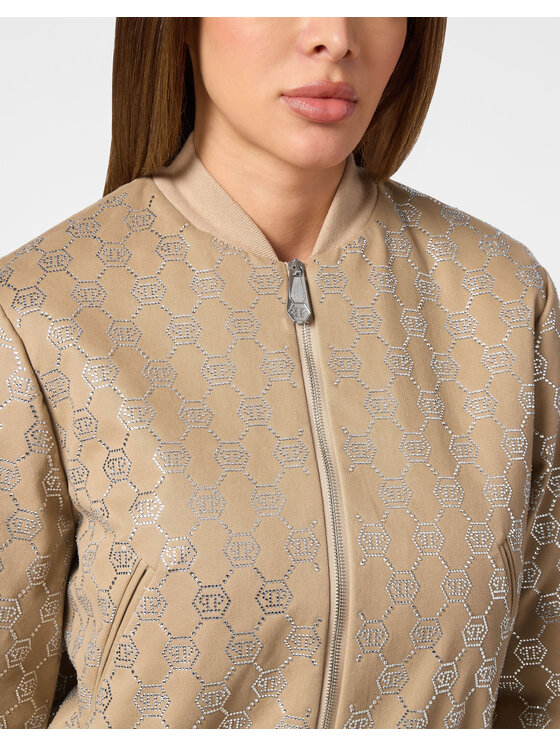 PHILIPP PLEIN PHILIPP PLEIN Kurtka bomber 24471 Beżowy Regular Fit